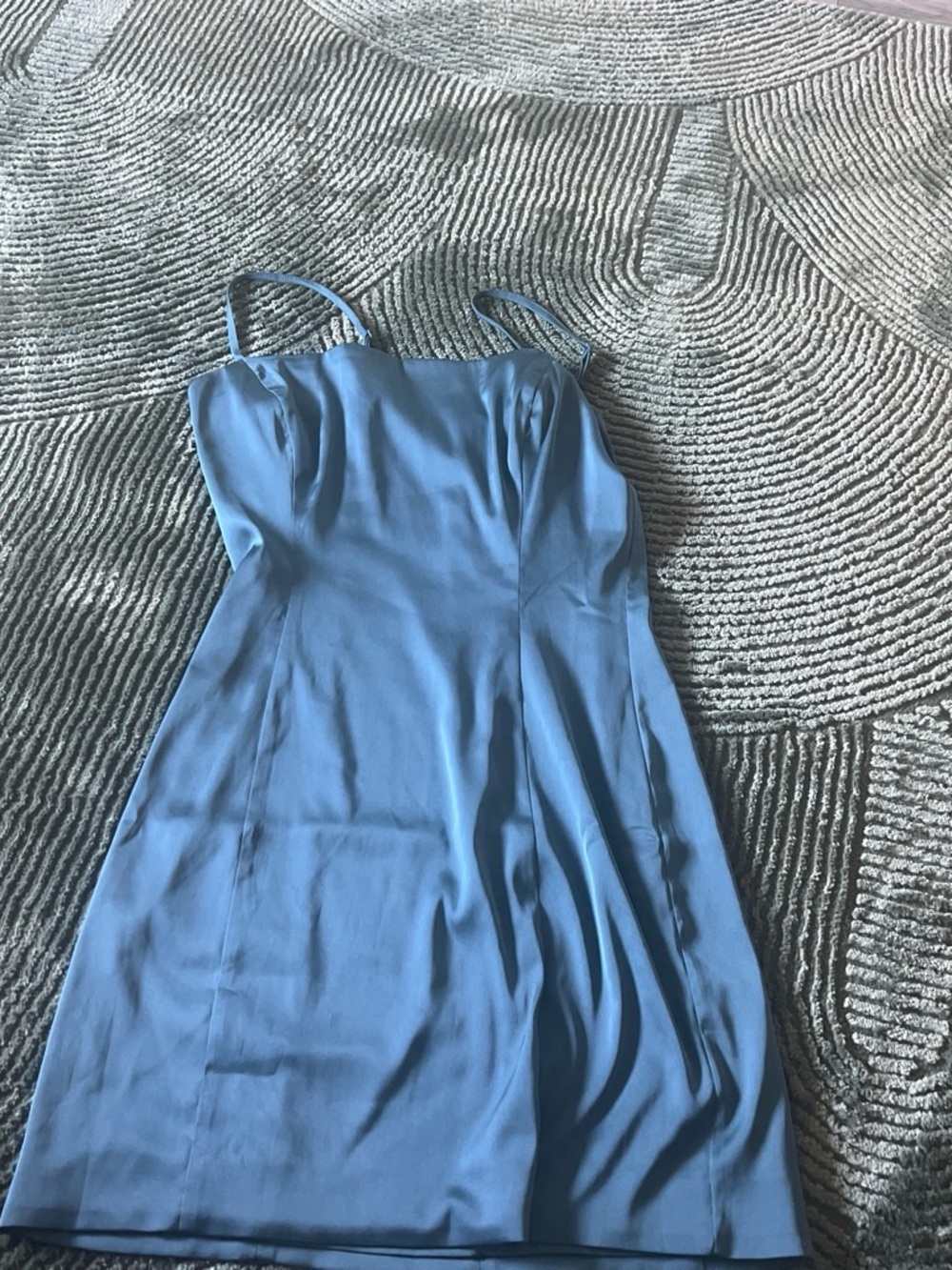 Sunday Best Dusty Blue Spaghetti-Strap Mini Dress